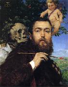 Hans Thoma, Self-portrait with Love and Death